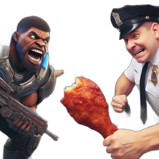 weapon, food, concept art, fire, intense, scene, features, muscular transparent PNG cut-out