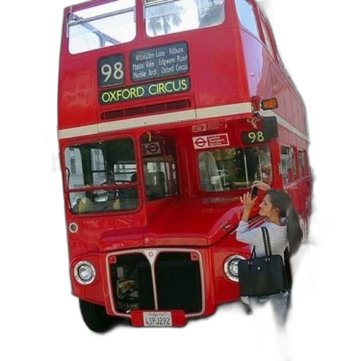 staff, photorealistic, 3d render, concept art, city street, red, double-decker, bus transparent PNG cut-out