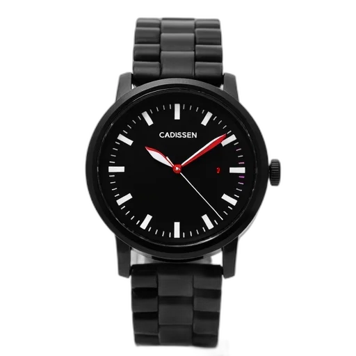 black, wristwatch, strap, displayed, against, white, background, watch transparent PNG cut-out