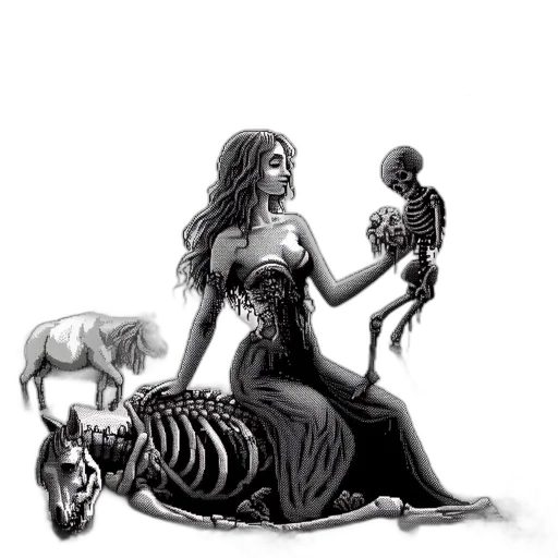 dress, creature, jewelry, animal, fantasy art, concept art, comic book art, pixel art transparent PNG cut-out