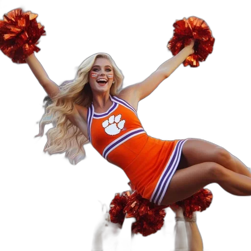 cheerleader, part, college, football, game, raised, mid-flight, fellow transparent PNG cut-out