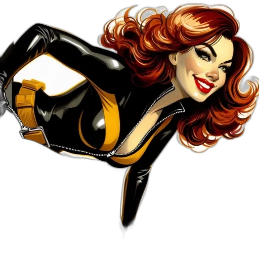 comic book art, cartoon, concept art, fantasy art, golden, woman, red, hair transparent PNG cut-out
