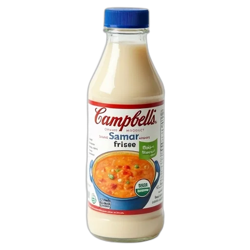 food, bottle, weapon, jacket, photorealistic, campbell, soup, label transparent PNG cut-out
