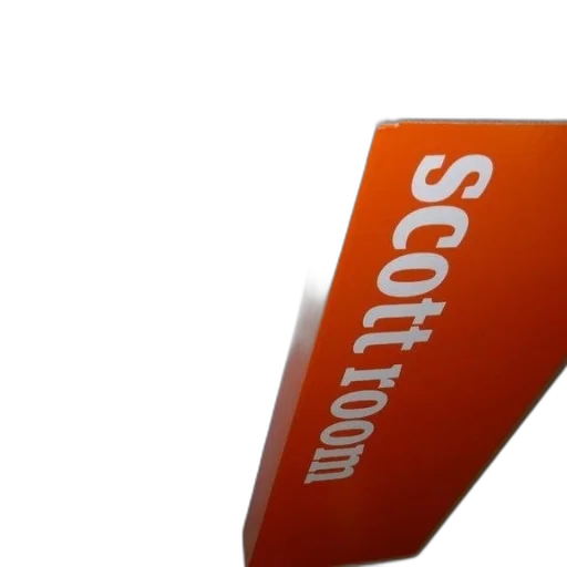 3d render, sign, reading, scott, room, white, text, orange transparent PNG cut-out