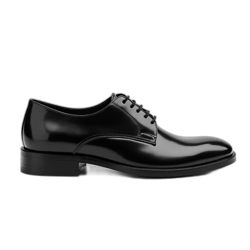 shoes, photorealistic, black, leather, shoe, sleek, design, shiny transparent PNG cut-out