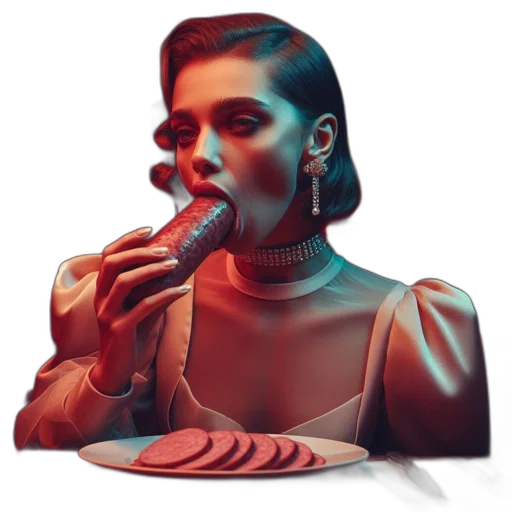 food, jewelry, face, creature, vaporwave, concept art, photorealistic, cyberpunk transparent PNG cut-out