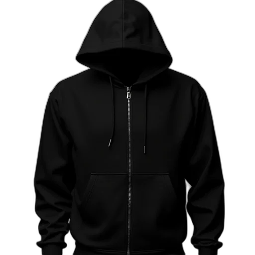 jacket, 3d render, cyberpunk, concept art, dark, zippered, hoodie, black transparent PNG cut-out