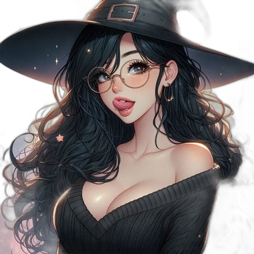 hat, dress, staff, face, fantasy art, anime, cartoon, pixel art transparent PNG cut-out