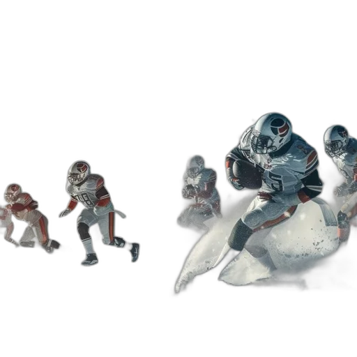 concept art, 3d render, fantasy art, outer space, underwater, snowy, football, players transparent PNG cut-out