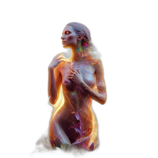 jewelry, creature, dress, concept art, fantasy art, photorealistic, 3d render, fire transparent PNG cut-out