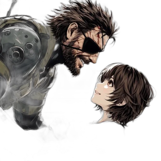 concept art, comic book art, fantasy art, watercolor, rugged, man, black, eye transparent PNG cut-out