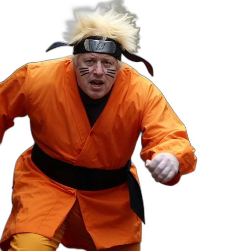 jacket, creature, person, naruto, attire, blonde, wig, resembling transparent PNG cut-out