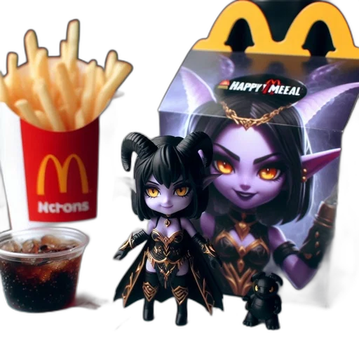 food, concept art, 3d render, fantasy art, dark, mcdonald, happy, meal transparent PNG cut-out