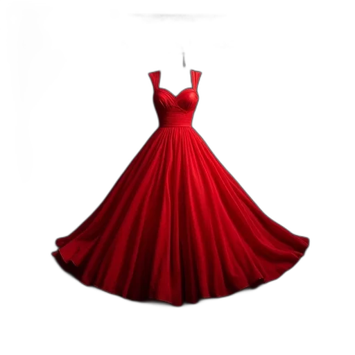 dress, crown, jewelry, 3d render, photorealistic, concept art, red, movie transparent PNG cut-out