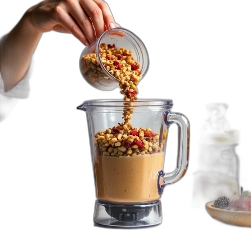 food, person, pouring, mixture, chopped, nuts, dried, fruits transparent PNG cut-out