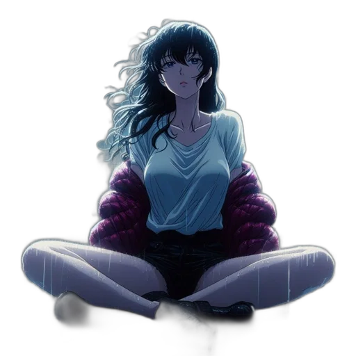 jacket, dress, flower, creature, vaporwave, anime, concept art, pixel art transparent PNG cut-out