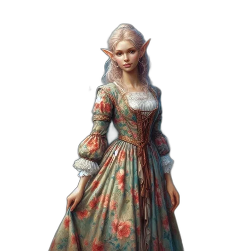 dress, dragon, staff, fantasy art, concept art, 3d render, pixel art, red transparent PNG cut-out