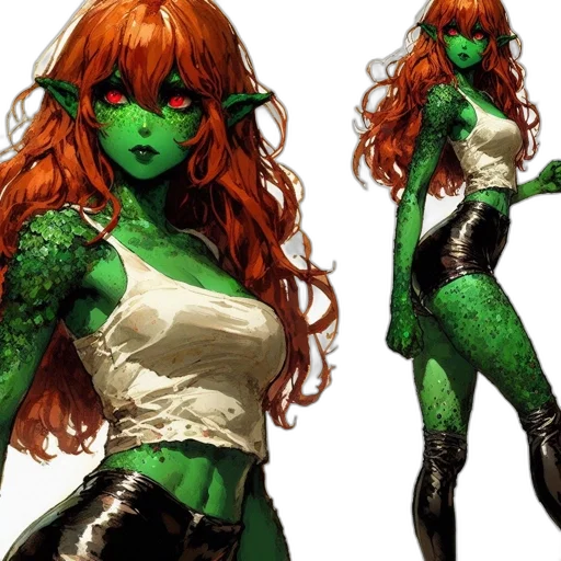 comic book art, concept art, fantasy art, green, character, human-reptilian, features, including transparent PNG cut-out