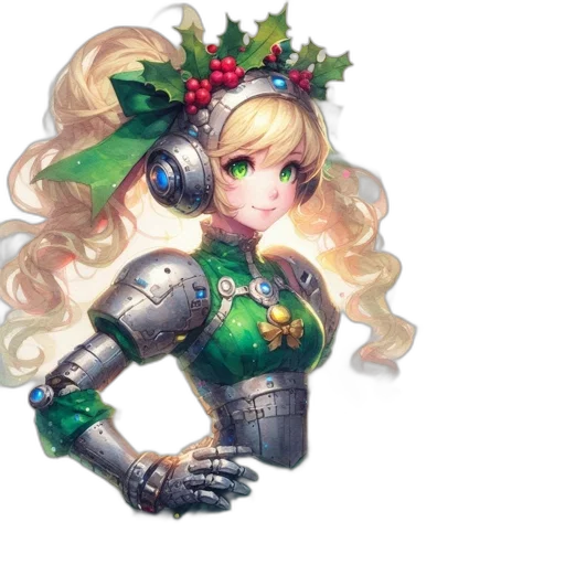 robot, crown, weapon, staff, fantasy art, concept art, pixel art, anime transparent PNG cut-out