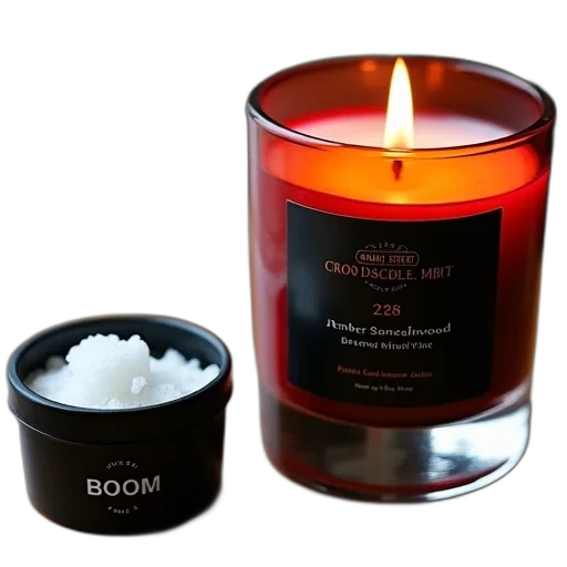candle, label, reads, grant, street, placed, wooden, surface transparent PNG cut-out