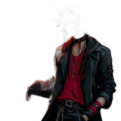 jacket, mask, face, weapon, concept art, cyberpunk, photorealistic, 3d render transparent PNG cut-out