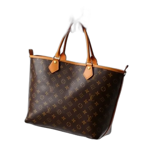 brown, leather, louis, vuitton, bag, monogram, pattern, being transparent PNG cut-out