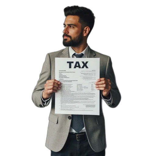 staff, man, stands, next, tax, document transparent PNG cut-out