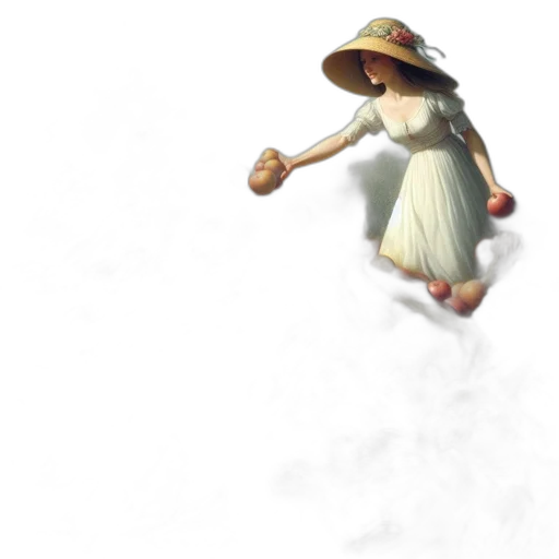 staff, dress, hat, umbrella, fantasy art, concept art, 3d render, photorealistic transparent PNG cut-out