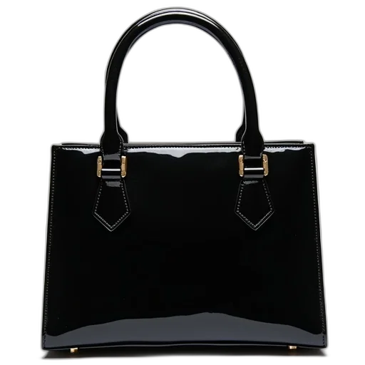 black, patent, effect, handbag transparent PNG cut-out