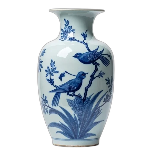 bottle, dragon, photorealistic, blue, white, porcelain, vase, intricate transparent PNG cut-out