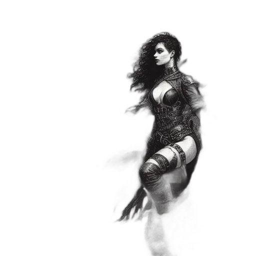 dress, creature, comic book art, fantasy art, pencil sketch, concept art, underwater, monochrome transparent PNG cut-out