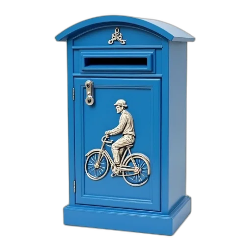 furniture, photorealistic, 3d render, blue, mailbox, decorative, design, man transparent PNG cut-out