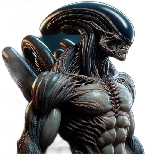 creature, concept art, 3d render, comic book art, fantasy art, outer space, biomechanical, large transparent PNG cut-out