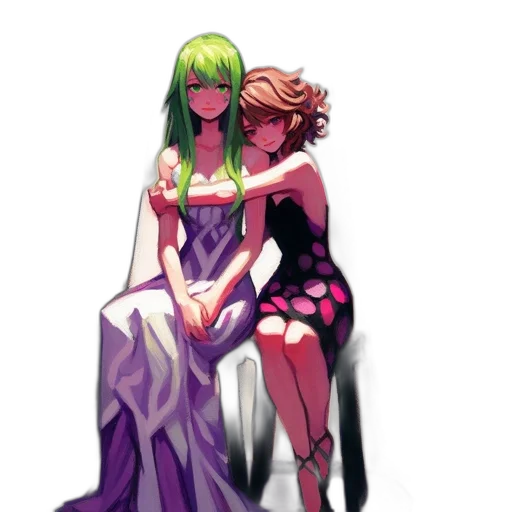 dress, concept art, pixel art, comic book art, anime, green, colorful, neon transparent PNG cut-out