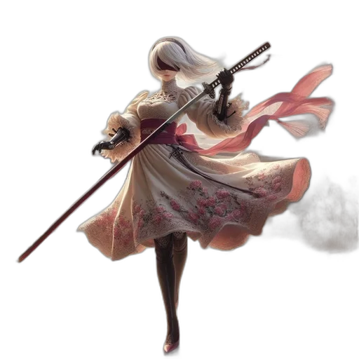 sword, staff, weapon, dress, concept art, fantasy art, watercolor, pixel art transparent PNG cut-out
