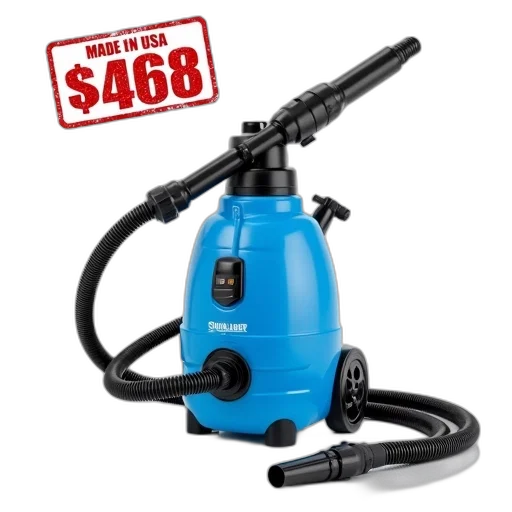 staff, blue, steam, cleaner, hose, nozzle, displayed, white transparent PNG cut-out