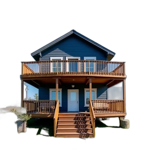 building, 3d render, photorealistic, two-story, wooden, house, wrap-around, porch transparent PNG cut-out