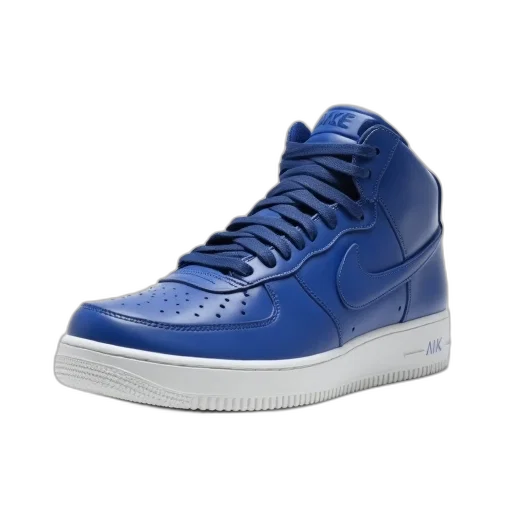 shoes, blue, single, sneaker, white, sole, displayed, against transparent PNG cut-out