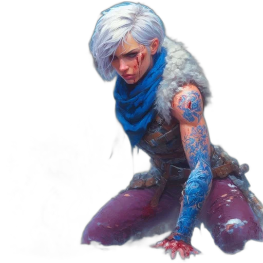 face, concept art, fantasy art, comic book art, cyberpunk, blue, frozen, woodland transparent PNG cut-out