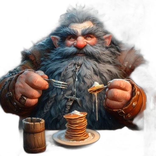food, staff, concept art, fantasy art, 3d render, photorealistic, elderly, dwarf transparent PNG cut-out