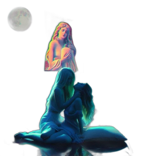 concept art, fantasy art, pixel art, oil painting, outer space, night, underwater, neon lights transparent PNG cut-out