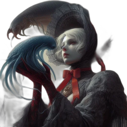 mask, creature, face, dress, fantasy art, concept art, comic book art, photorealistic transparent PNG cut-out