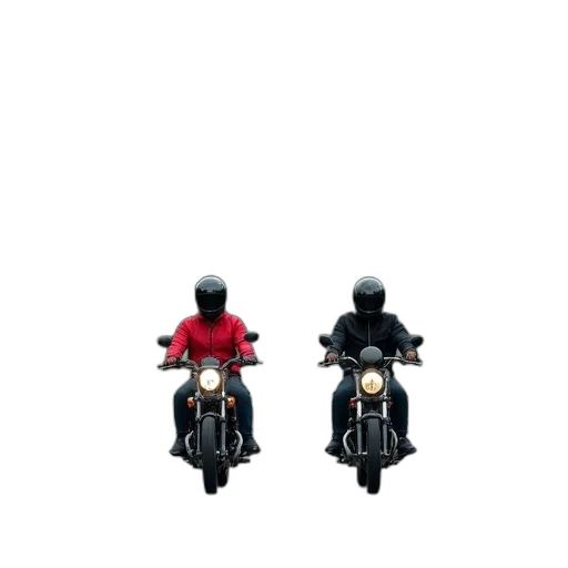 concept art, 3d render, pixel art, red, two, people, riding, motorcycles transparent PNG cut-out