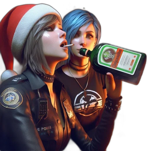 jacket, bottle, concept art, cyberpunk, 3d render, photorealistic, neon lights, two transparent PNG cut-out