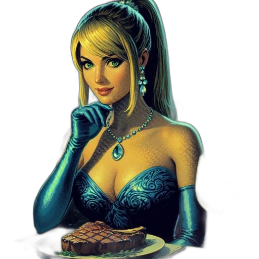food, jewelry, dress, comic book art, pixel art, fantasy art, concept art, blue transparent PNG cut-out