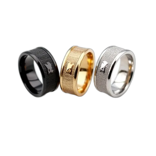 jewelry, 3d render, set, three, rings, black, gold, silver transparent PNG cut-out