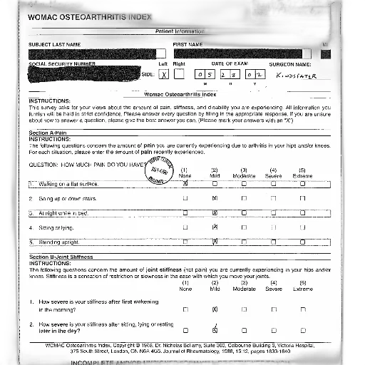 womac, osteoarthritis, index, form, shown, instructions, questions, about transparent PNG cut-out
