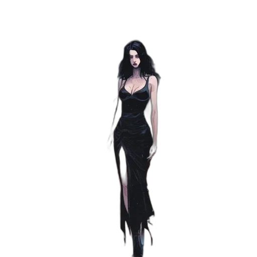 dress, creature, staff, concept art, fantasy art, comic book art, pixel art, dark transparent PNG cut-out