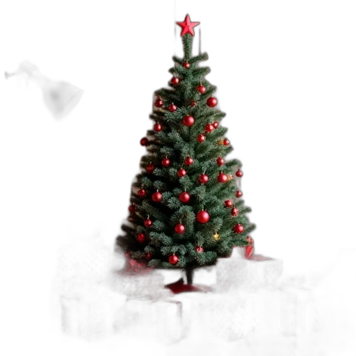 tree, 3d render, photorealistic, festive, holiday, scene, decorated, christmas transparent PNG cut-out