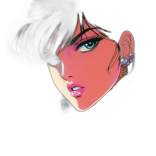 face, jewelry, mask, hat, vaporwave, anime, cartoon, fantasy art transparent PNG cut-out